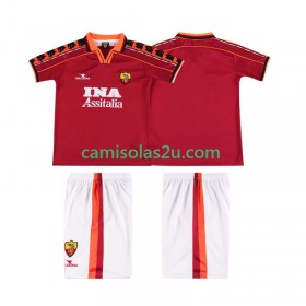 Camisolas de futebol AS Roma 1999 Retro Criança Equipamento Principal 1998 Manga Curta